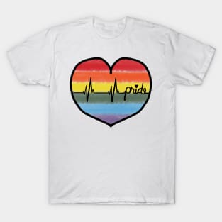 LGBTQIA Pride Heartbeat Design T-Shirt